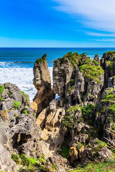 Reise Nach Neuseeland Stein Flache Pfannkuchen Übereinander Gestapelt Westküste Der — Stockfoto