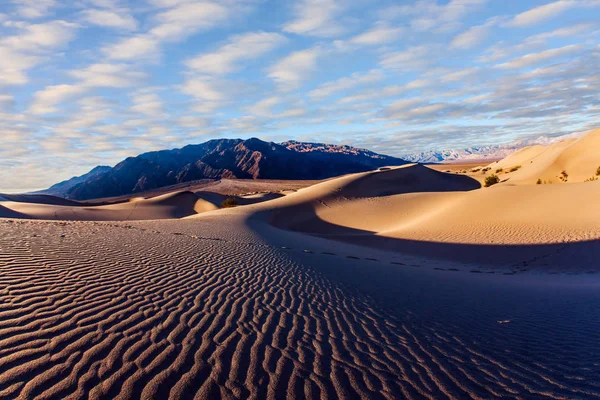Lichte Zandgolven Uit Woestijnwind Magisch Spel Van Licht Het Zand — Stockfoto