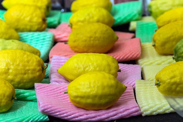 Vacaciones Judías Otoño Sukkot Etrog Cítrico Ritual Para Oración Celebración — Foto de Stock