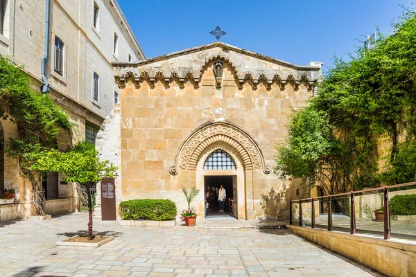 Entrada Templo Cristiano Jerusalén Maravilloso Cálido Día Otoño Concepto Histórico —  Fotos de Stock