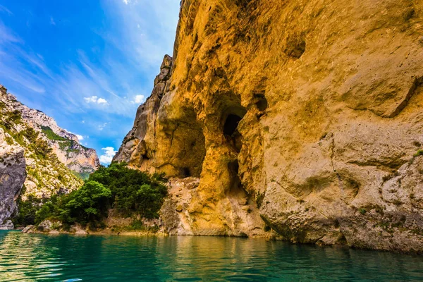 Řeka Verdon Teče Mezi Strmými Útesy Verdonského Kaňonu Provence Alps — Stock fotografie
