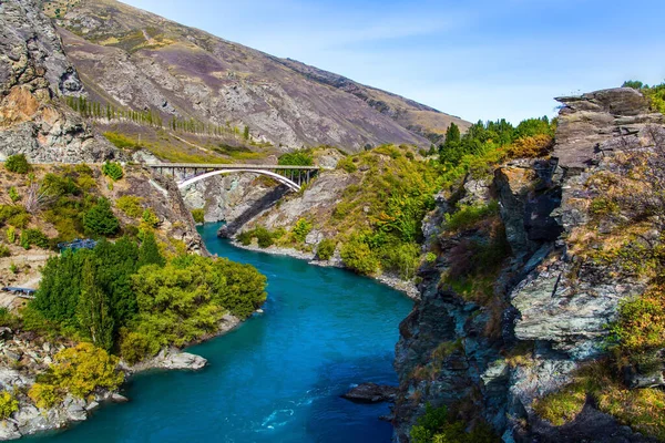 Ongelooflijke Avonturen Nieuw Zeeland Rivier Oude Brug Kawarau Tussen Queenstown — Stockfoto