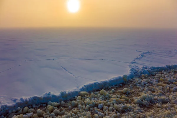 Wintermorgen Lappland Ausflug Zum Eisbrecher Arktischen Meer Der Eisbrecher Bewegt — Stockfoto