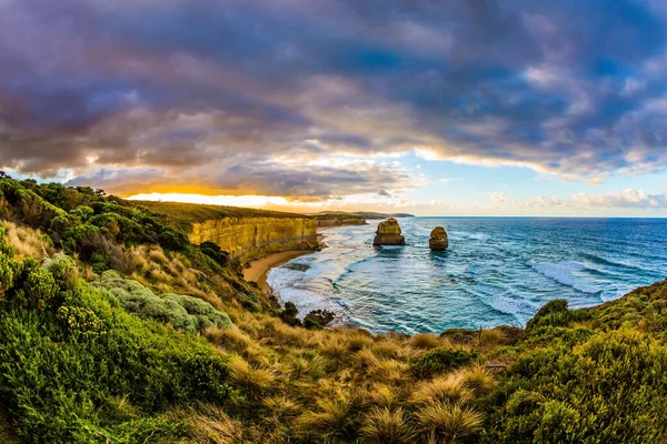 Travel Australia Early Morning Ocean Shore Pink Dawn Clouds Famous — Stock Photo, Image