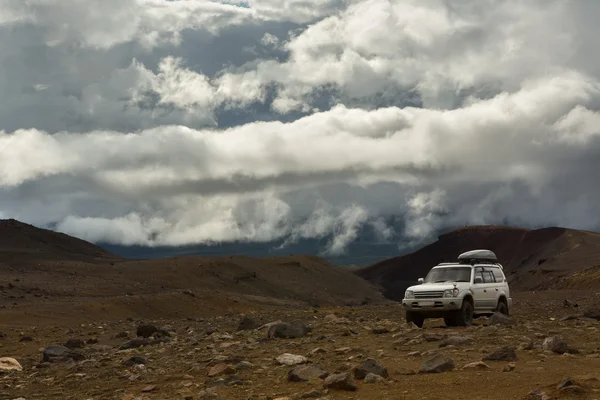 stock image Climbing to active volcano Mutnovsky on Kamchatka.