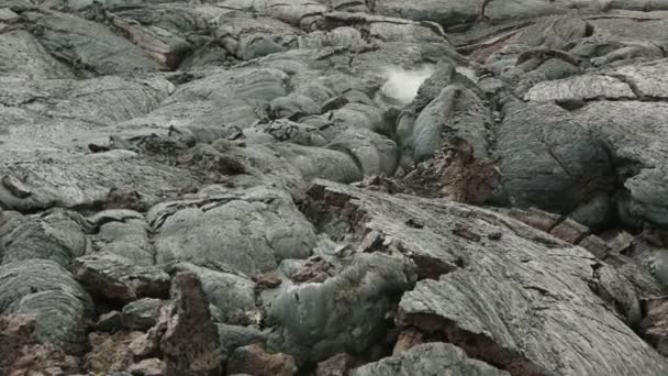 Bevroren lava stromen die voortvloeien uit de uitbarsting platte Tolbatsjik in 2012 stock footage video — Stockvideo