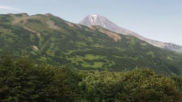 Krásný výhled na kopce v oblasti sopky Vilyuchinsky. — Stock video