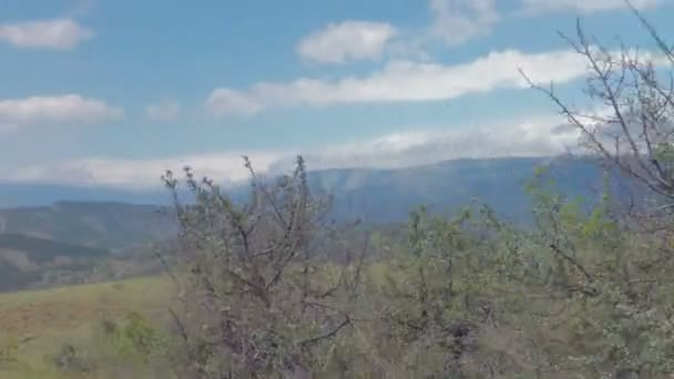 Autotravel nyári Crimea délre. Gyönyörű kanyargós hegyi utakon. — Stock videók