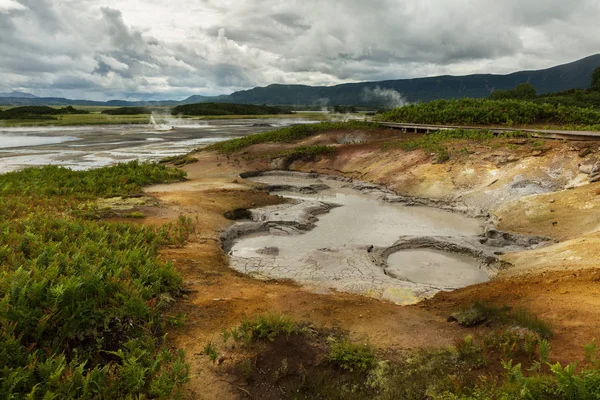 Campo hidrotérmico na Caldeira de Uzon. Reserva Natural de Kronotsky — Fotografia de Stock