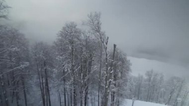 Kuzey yamaç Aibga Ridge Batı Kafkasya mevsim Resort Gorki Gorod stok görüntüleri video üzerinde kayak tesisi