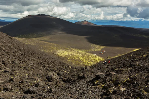 Trilha de caminhadas escalada para North Breakthrough Great Tolbachik Fissure Eruption 1975 Fotografia De Stock