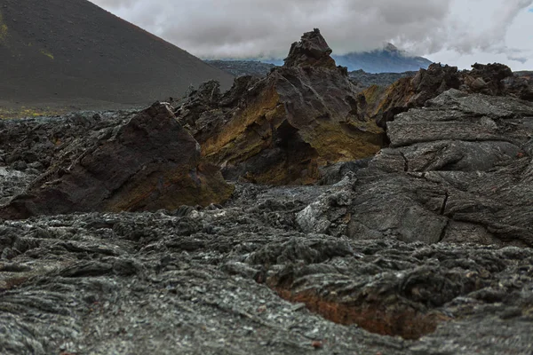 Campo de lava no vulcão Tolbachik, após erupção em 2012, Grupo de Vulcões Klyuchevskaya — Fotografia de Stock