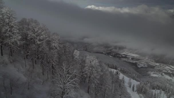 Piste nord Aibga Ridge Caucase de l'Ouest à la station de ski Gorky Gorod stock footage video — Video