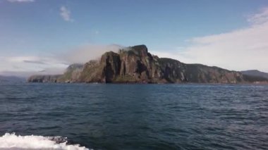 Güney-Doğu sahil Kamçatka Yarımadası video Pasifik Okyanusu stok görüntüleri suları ile yıkanır