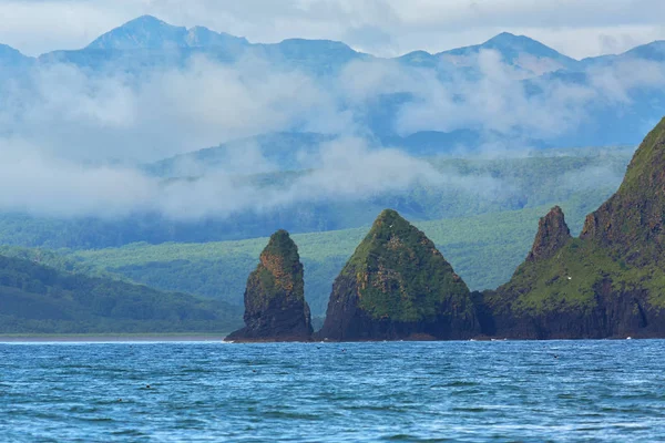 太平洋のアバチャ湾の岩。カムチャッカ半島の海岸. — ストック写真