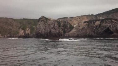 Güney-Doğu sahil Kamçatka Yarımadası video Pasifik Okyanusu stok görüntüleri suları ile yıkanır