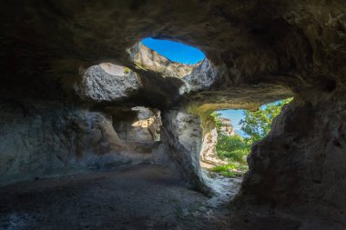 Konut Cave City Bahçesaray Rayonu, Crimea Bakla tarihi kalıntıları.