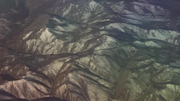 Mongolia aerial view of mountains covered with snow in the spring stock footage video — Stock Video