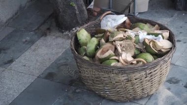 Fare çalıştırmak sepet Hindistan cevizi atık ve yemek için.