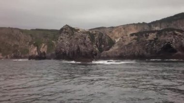 Güney-Doğu sahil Kamçatka Yarımadası video Pasifik Okyanusu stok görüntüleri suları ile yıkanır