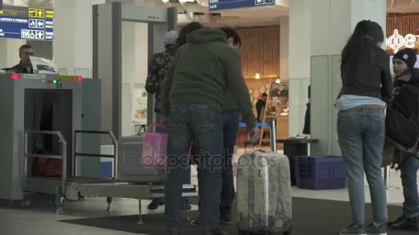 Inspection des bagages et des passagers à l'entrée de l'aéroport international de Novossibirsk Tolmachevo enregistrement vidéo — Video