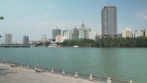 Embankment of the Sanya River in Sanya City on Hainan Island stock footage video — Stock Video