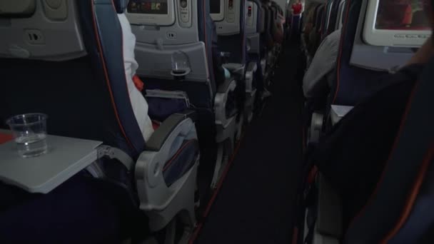 Пасажирів в салоні літака авіакомпанії "Аерофлот" під час польоту Відеоматеріал відео — стокове відео