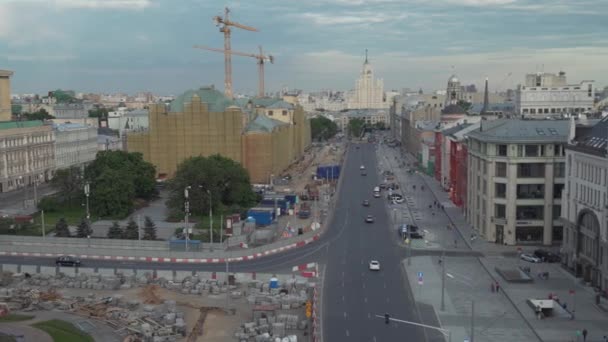 Panorama van het centrum van Moskou van de observatie dek stock footage video — Stockvideo