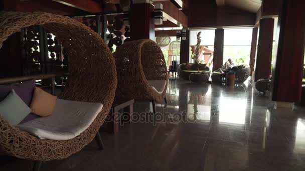 Hotellets Lounge på Samui Buri Beach Resort arkivfilmer video — Stockvideo