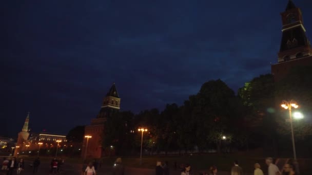 Moscú Kremlin en la noche material de archivo de vídeo — Vídeos de Stock