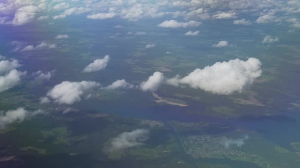 Αεροφωτογραφία του cumulus σύννεφα πάνω από την περιφέρεια Μόσχας πλάνα βίντεο — Αρχείο Βίντεο