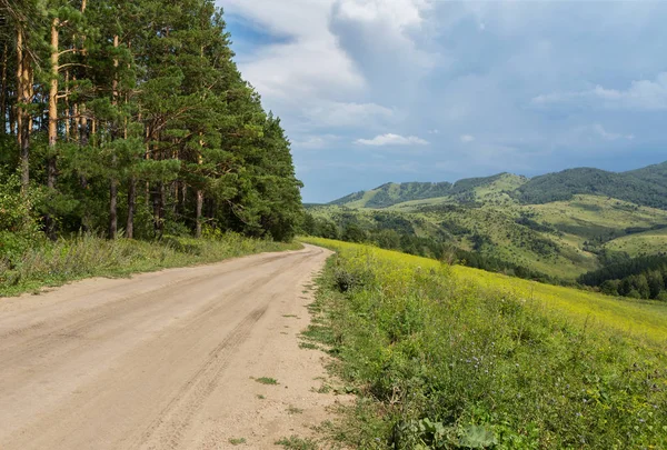 Zobacz piękne letnie drogi w górach Ałtaj — Zdjęcie stockowe