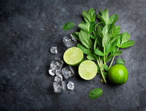 Menta con limas y hielo —  Fotos de Stock