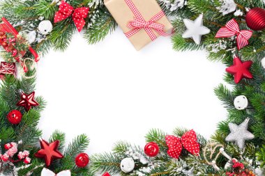 köknar ağacı ve Noel topları ile çerçeve