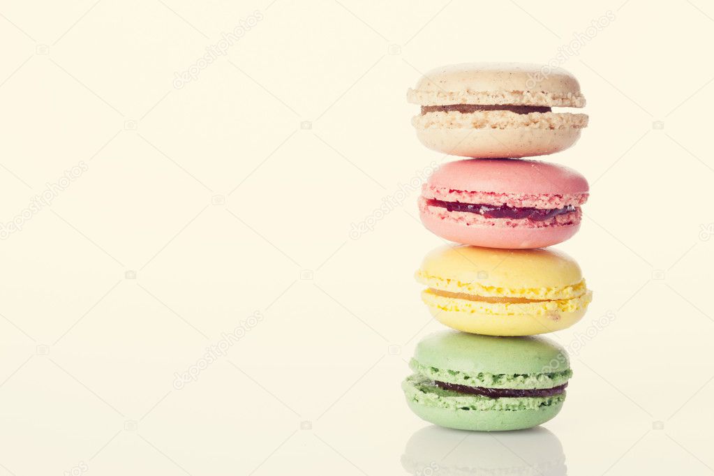 column of sweet colorful macaroons