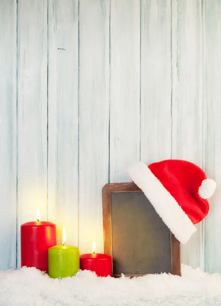 圣诞蜡烛和黑板 — 图库照片