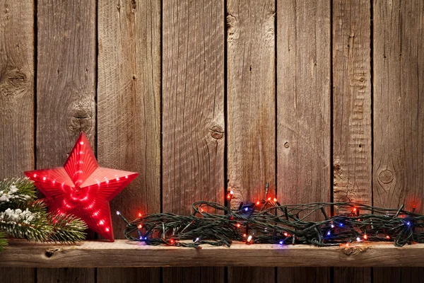 Noel çelenk ve yıldız dekorasyon — Stok fotoğraf