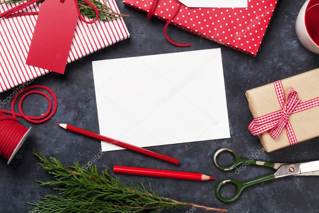 Christmas gift wrapping and greeting card