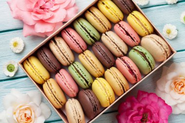 Renkli tatlı macarons 