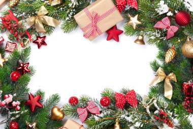 baubles dekorasyon ve kar köknar ağacı