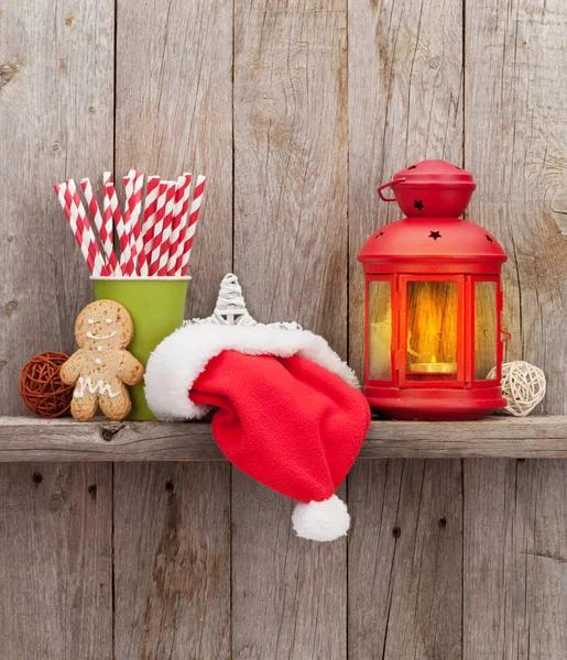 Lanterna e decorazione della candela di Natale — Foto Stock