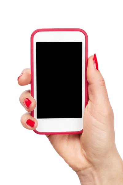 Mano femenina sosteniendo teléfono inteligente —  Fotos de Stock