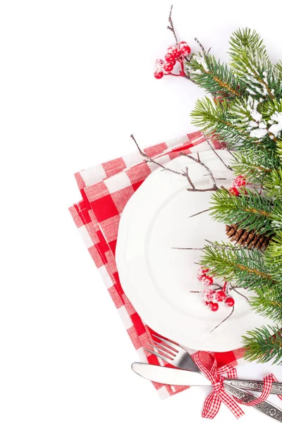 Christmas table setting with fir tree — Stock Photo, Image