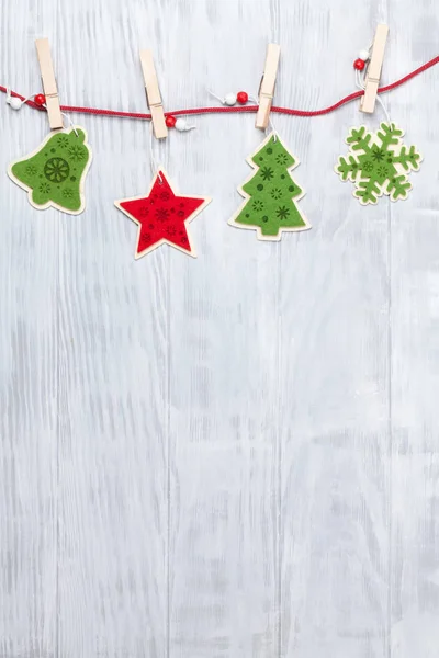 Christmas decor on wooden background — Stock Photo, Image