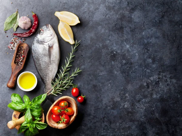 Raw fish cooking ingredients — Stock Photo, Image