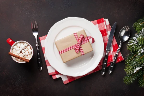 Christmas gift box on plate — Stock Photo, Image