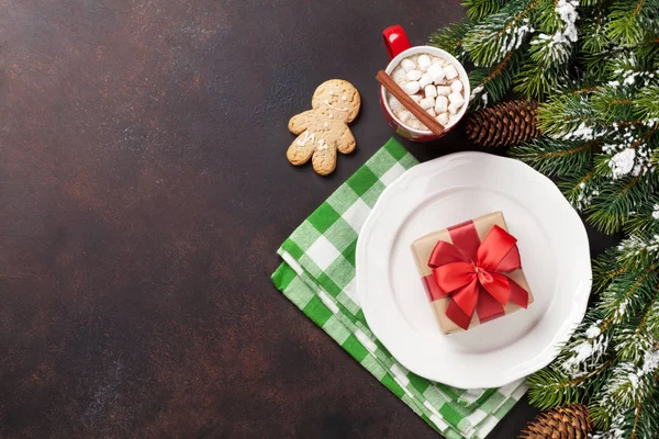 Christmas gift box on plate — Stock Photo, Image