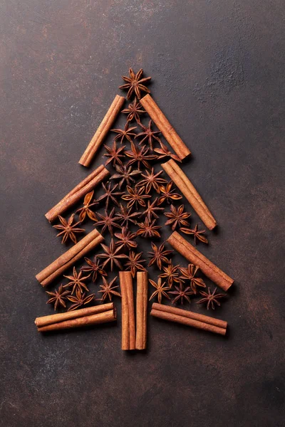 Anise and cinnamon spices christmas tree — Stock Photo, Image