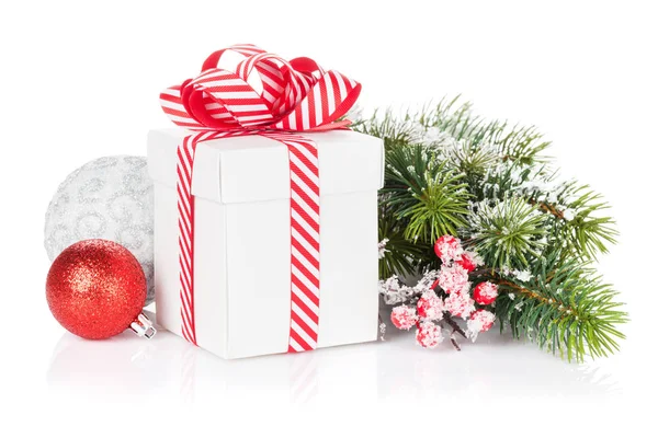 Christmas gift box and fir tree Royalty Free Stock Images