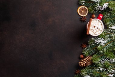 Noel köknar ağacı, sıcak çikolata ve şekerleme